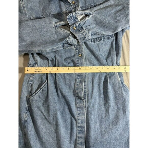 Vintage Denim Maxi Dress by FADS Button Front Prairie Womens sz 14 - Picture 6 of 9